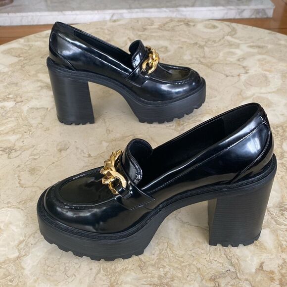 Madden Girl Kelsey-C Chunky Platform Heeled Chain Detail Loafers - Picture 8 of 11